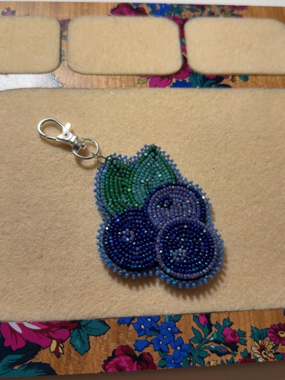 Beaded Blueberry keychain / bag charm